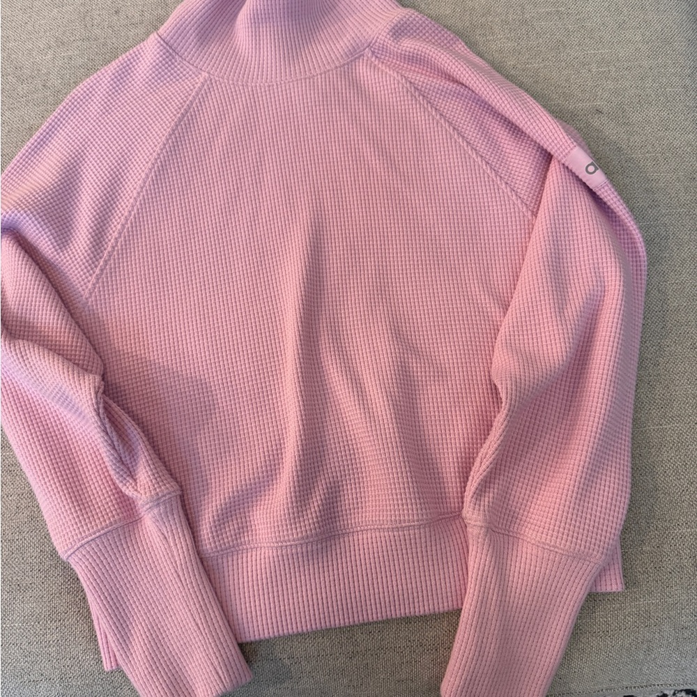ALO Yoga Light Pink Waffle Knit Top